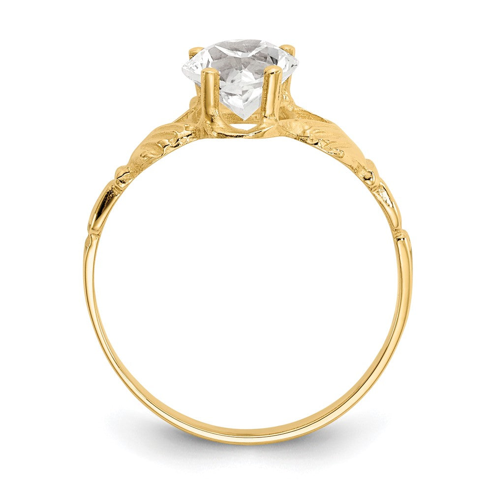 14k April CZ Birthstone Claddagh Ring