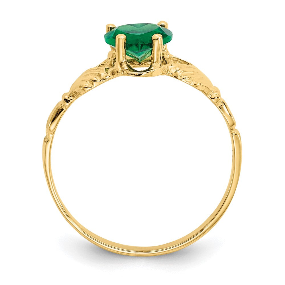 14k May CZ Birthstone Claddagh Ring