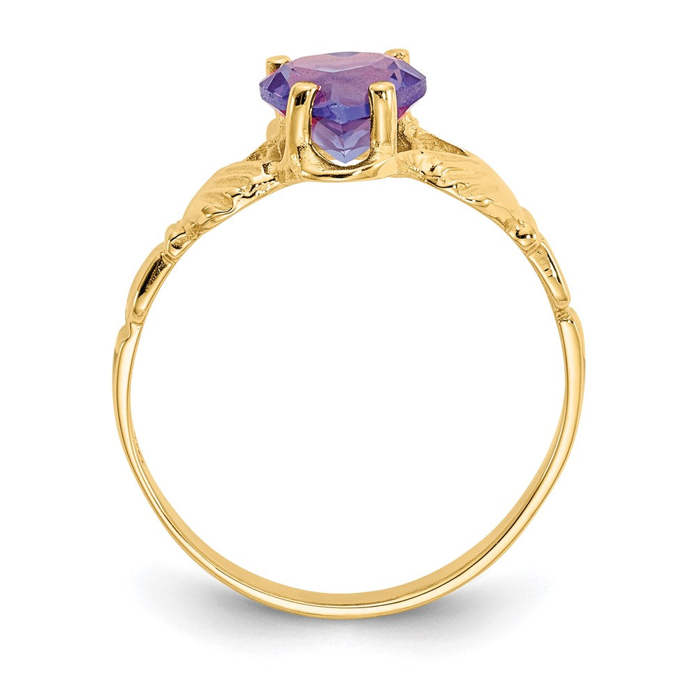 14k June CZ Birthstone Claddagh Ring