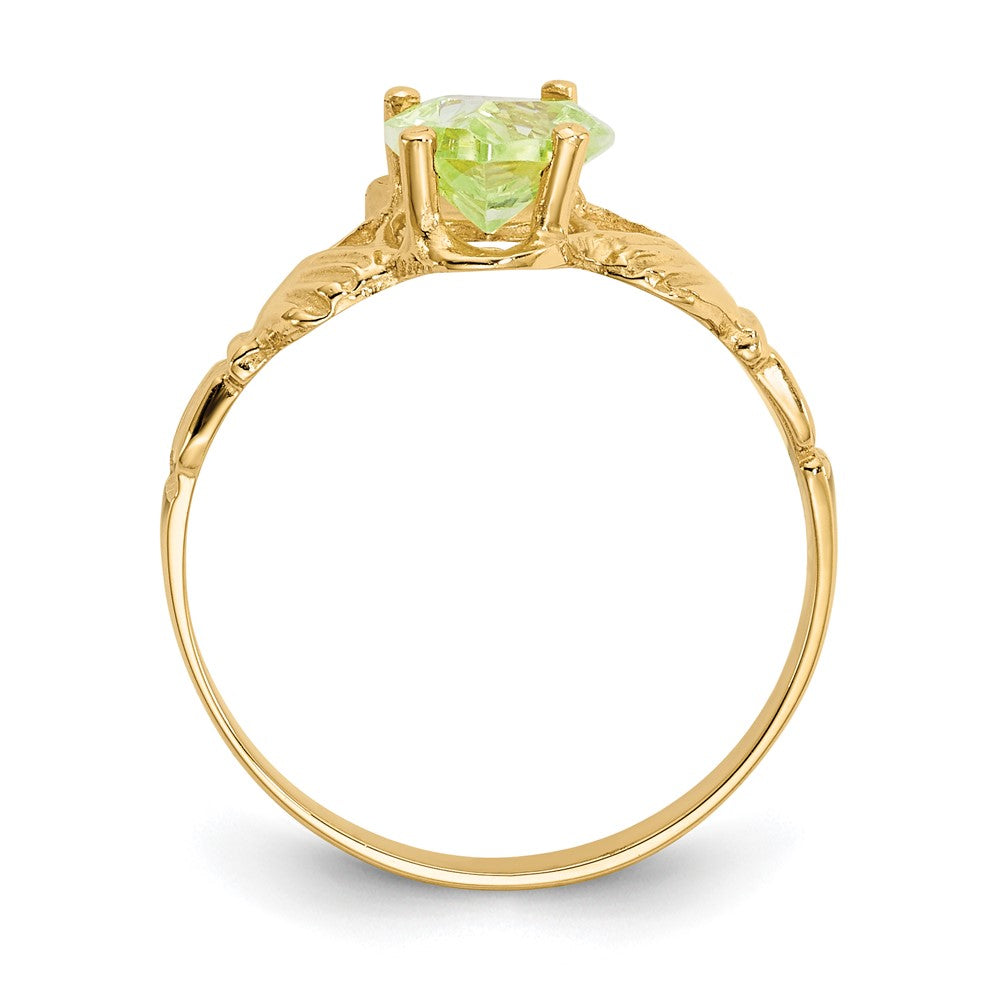 14k August CZ Birthstone Claddagh Ring