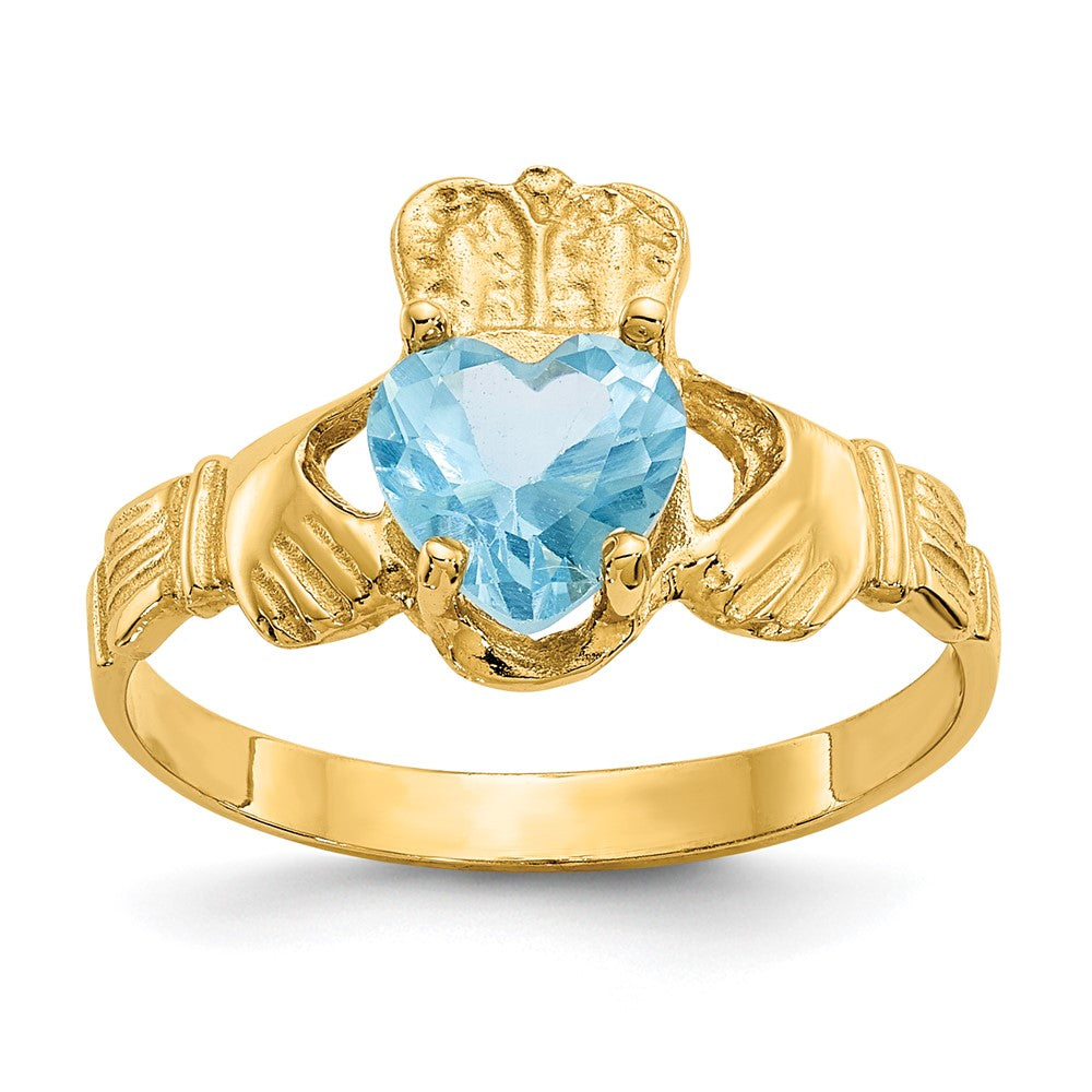 14k December CZ Birthstone Claddagh Ring