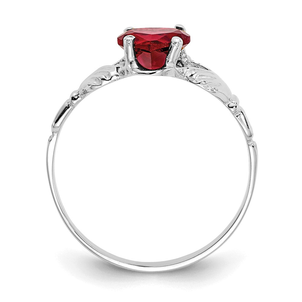 14k White Gold January CZ Birthstone Claddagh Ring