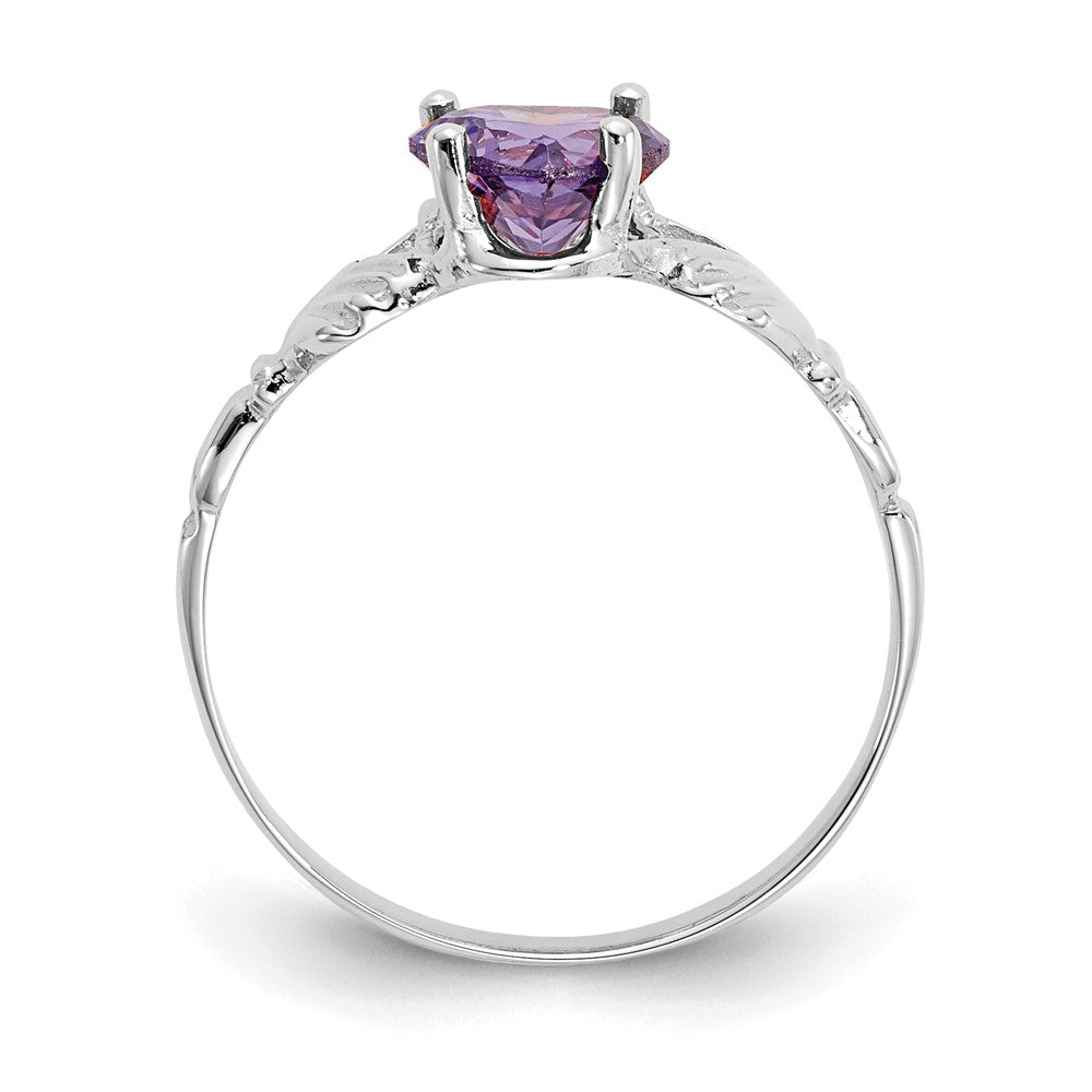 14k White Gold February CZ Birthstone Claddagh Ring