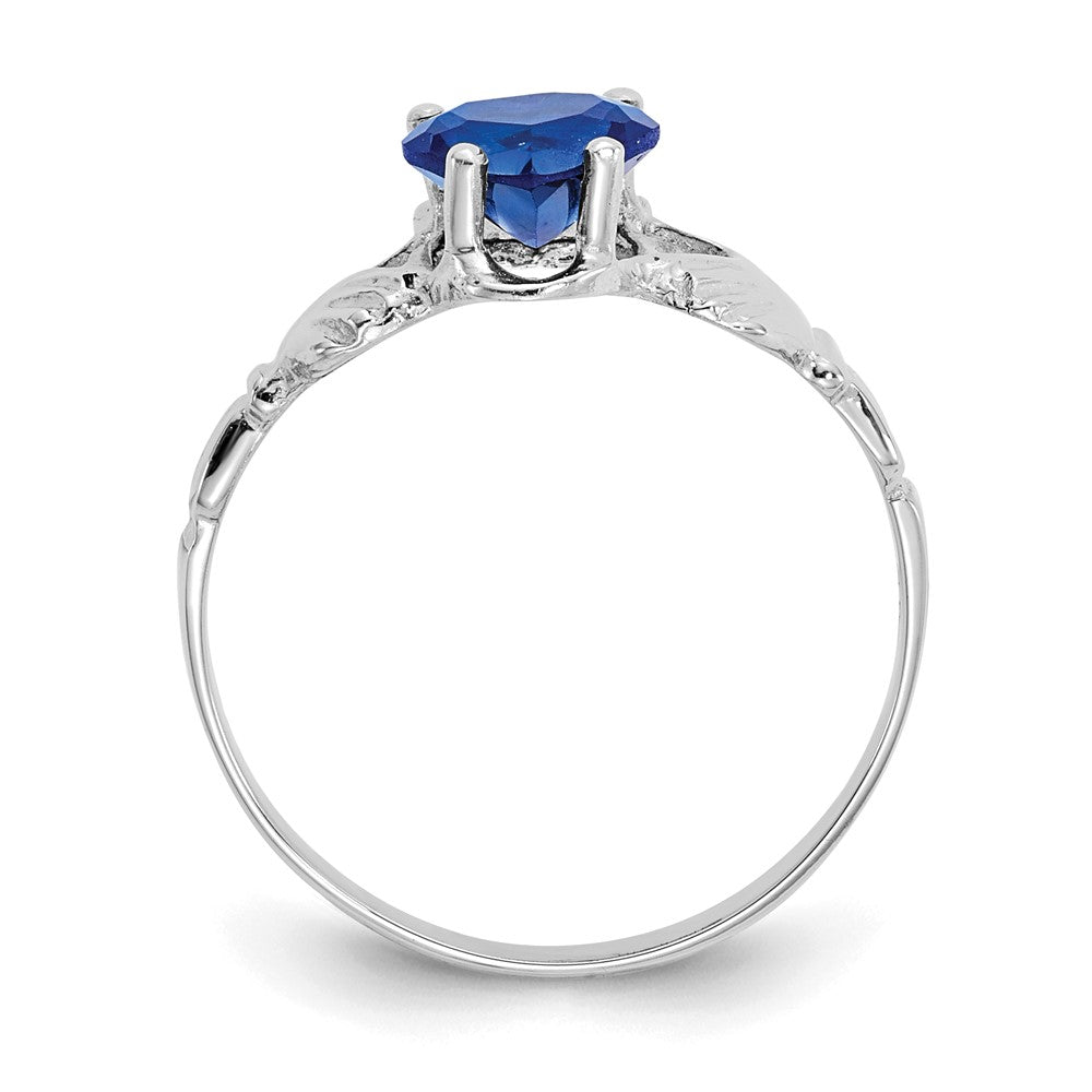 14k White Gold September CZ Birthstone Claddagh Ring