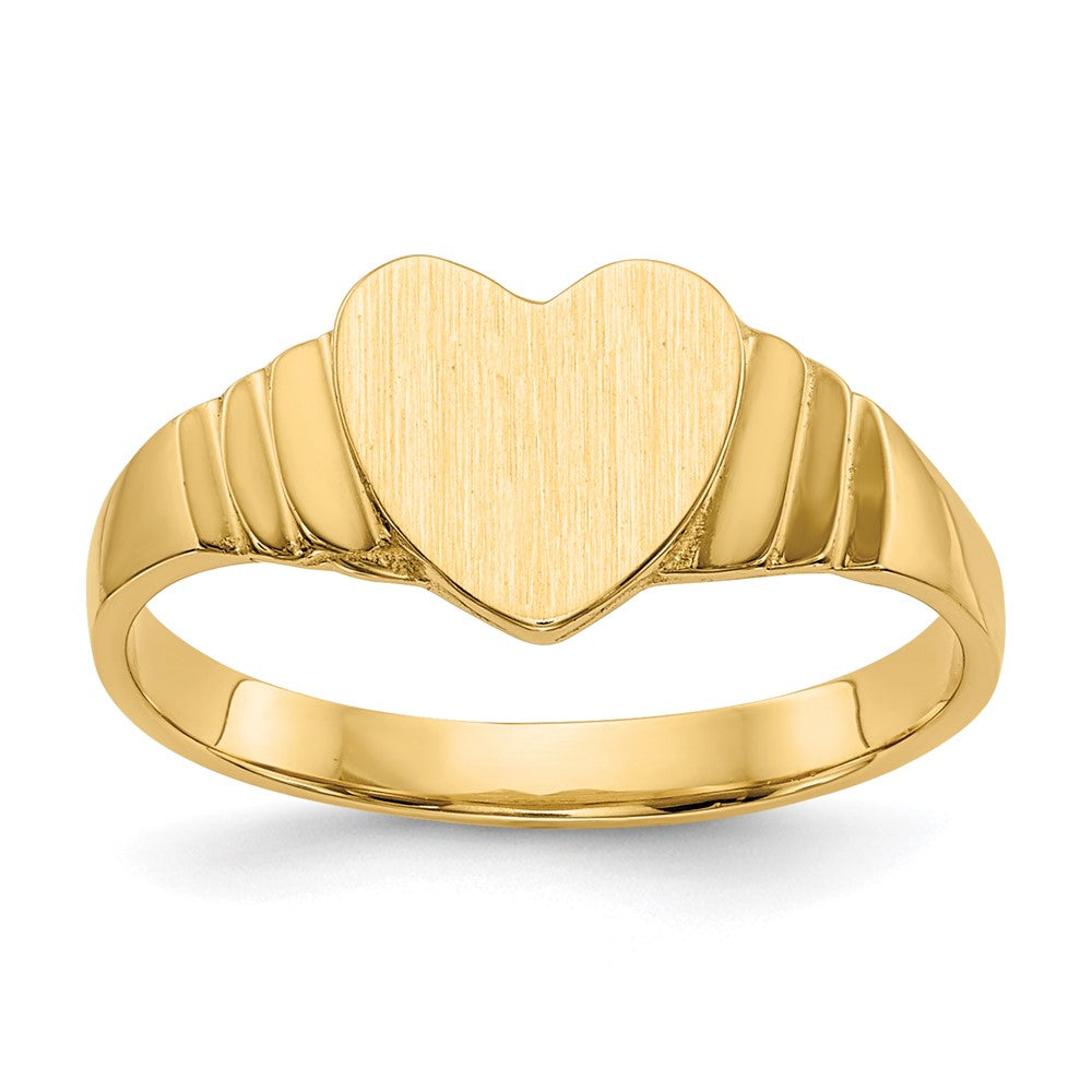 14K Satin 7.0x Closed Back Size 3.5 Childs Heart Signet Ring
