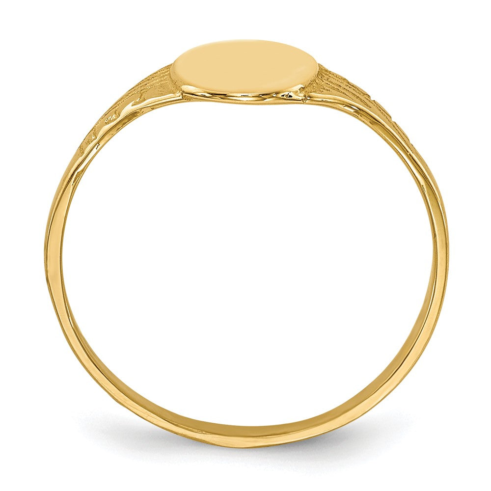 14K Polished 6.0x Closed Back Size 5.25 Childs Oval Signet Ring