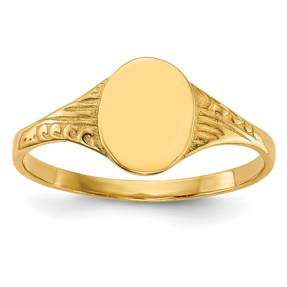 14K Polished 6.0x Closed Back Size 5.25 Childs Oval Signet Ring