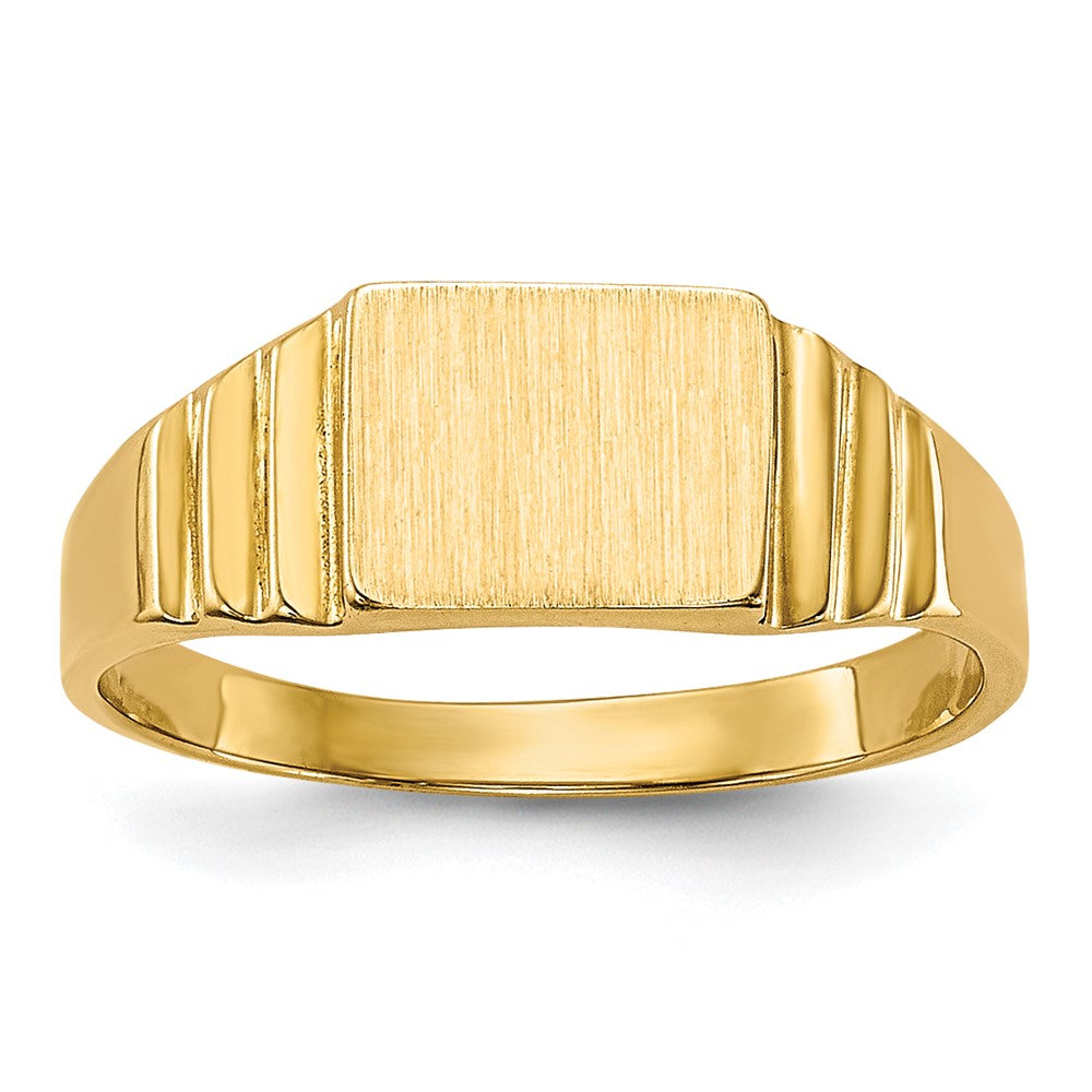 14K Satin 6.5x Closed Back Size 2.25 Rectangular Signet Ring