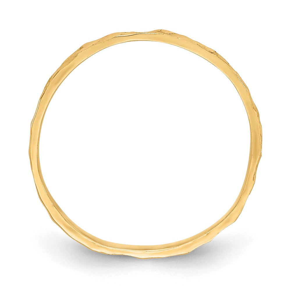 14K Diamond-cut Zig-Zag Design Flat Band Size 3 Ring