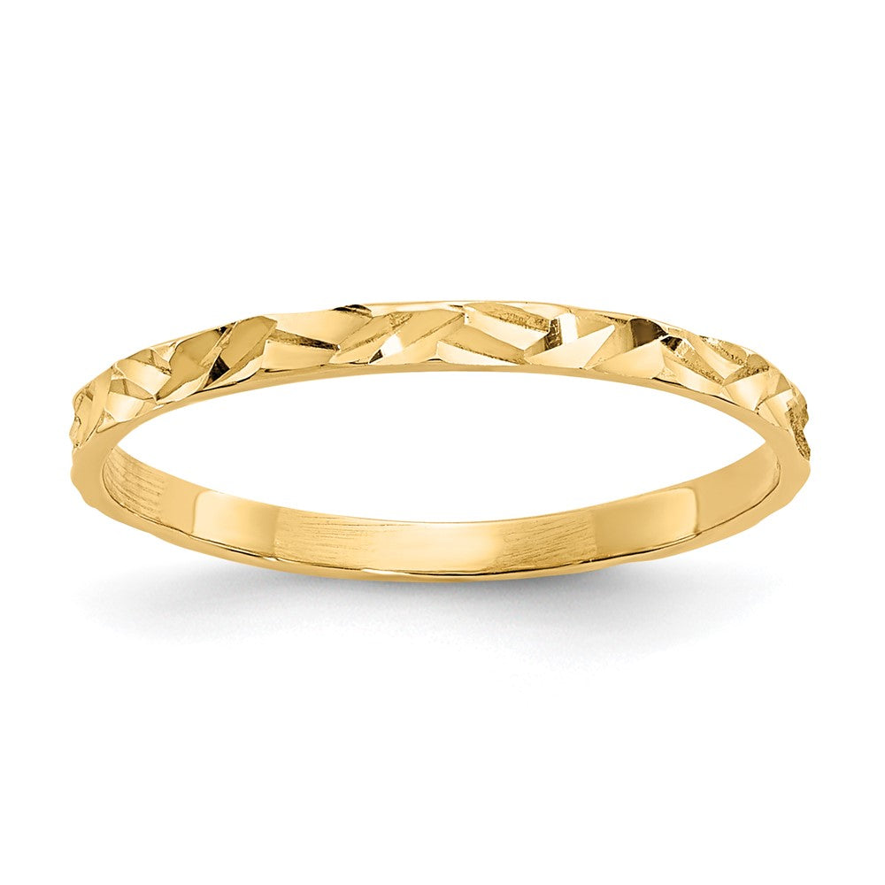 14K Diamond-cut Zig-Zag Design Flat Band Size 3 Ring