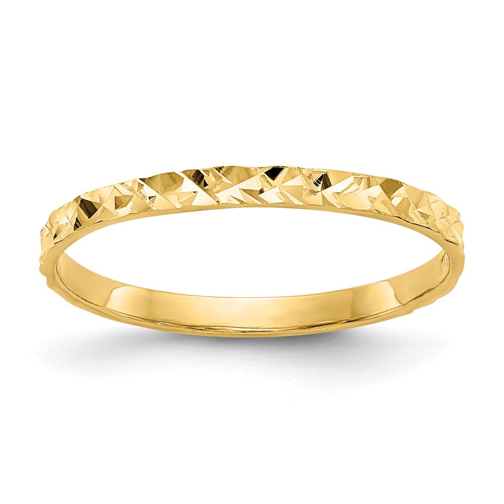 14K Diamond-cut Design Flat Band Size 3 Baby / Childs Ring