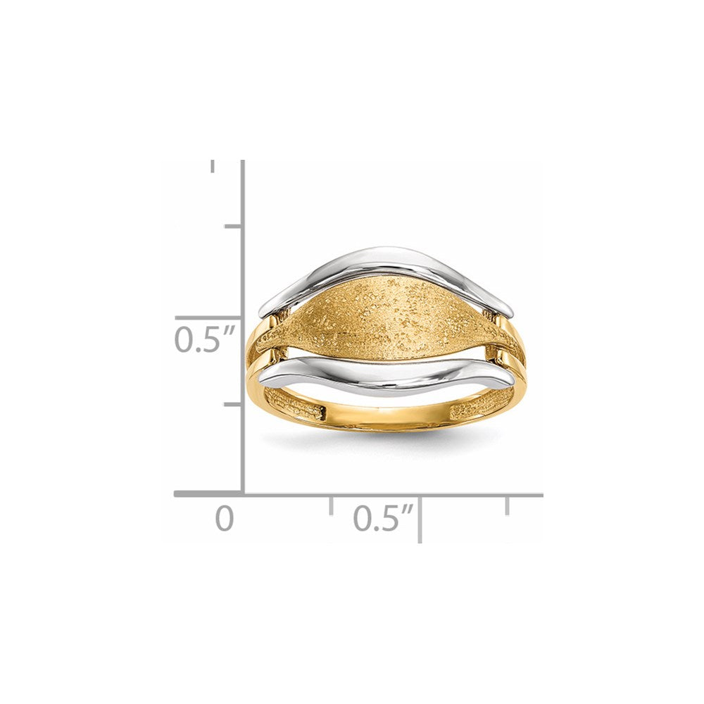 14k Two-tone Polished & Textured Ring