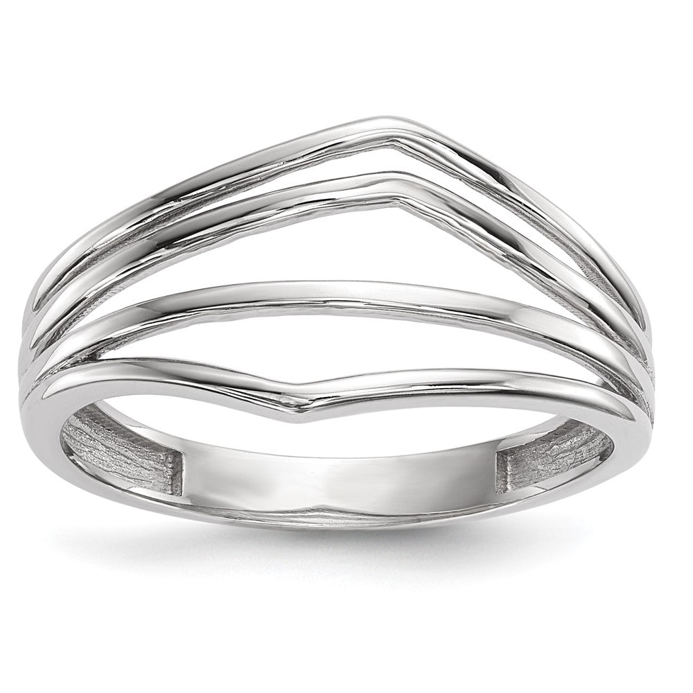 14k White Gold Polished 4-Bar Ring