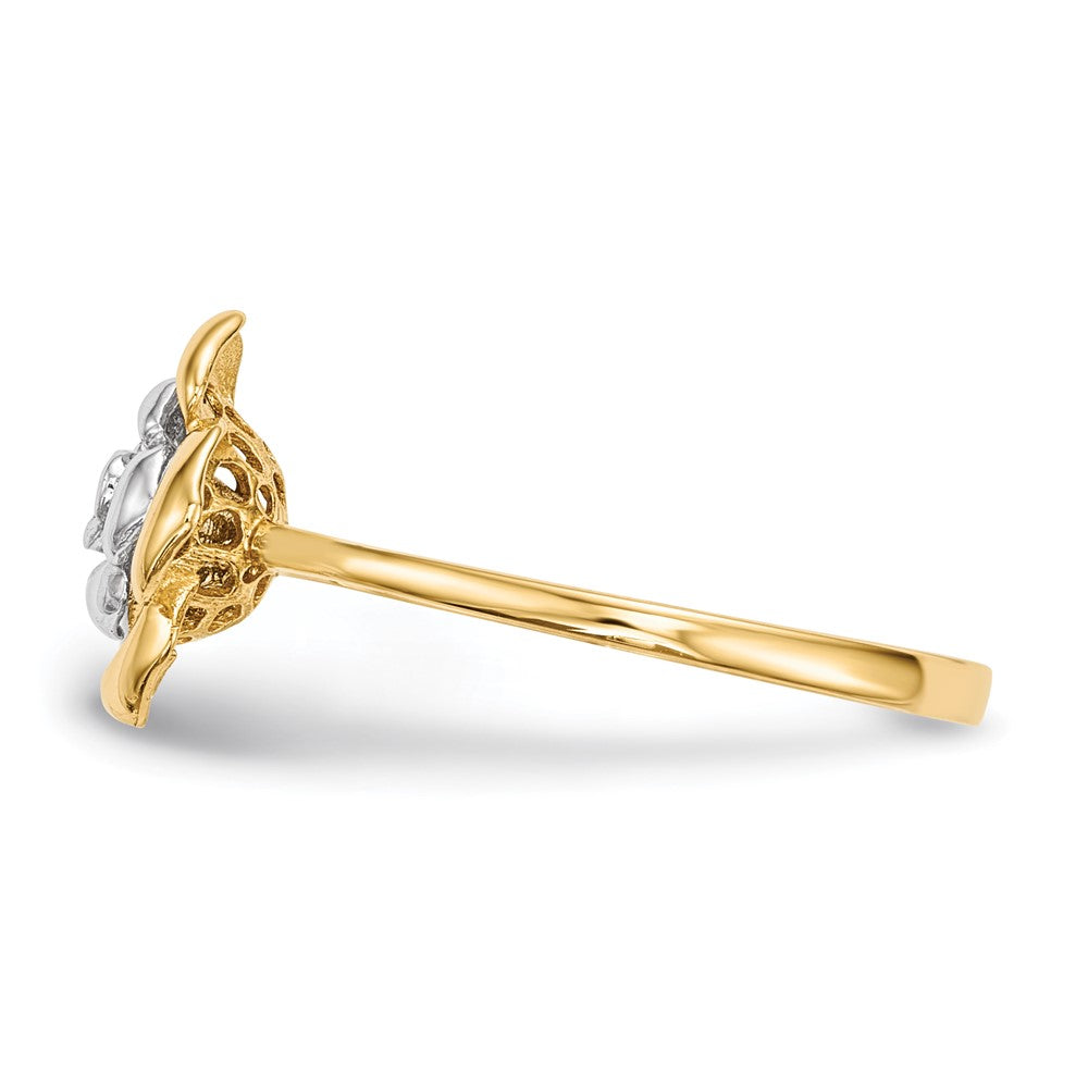 14k Two-Tone Polished Flower Ring