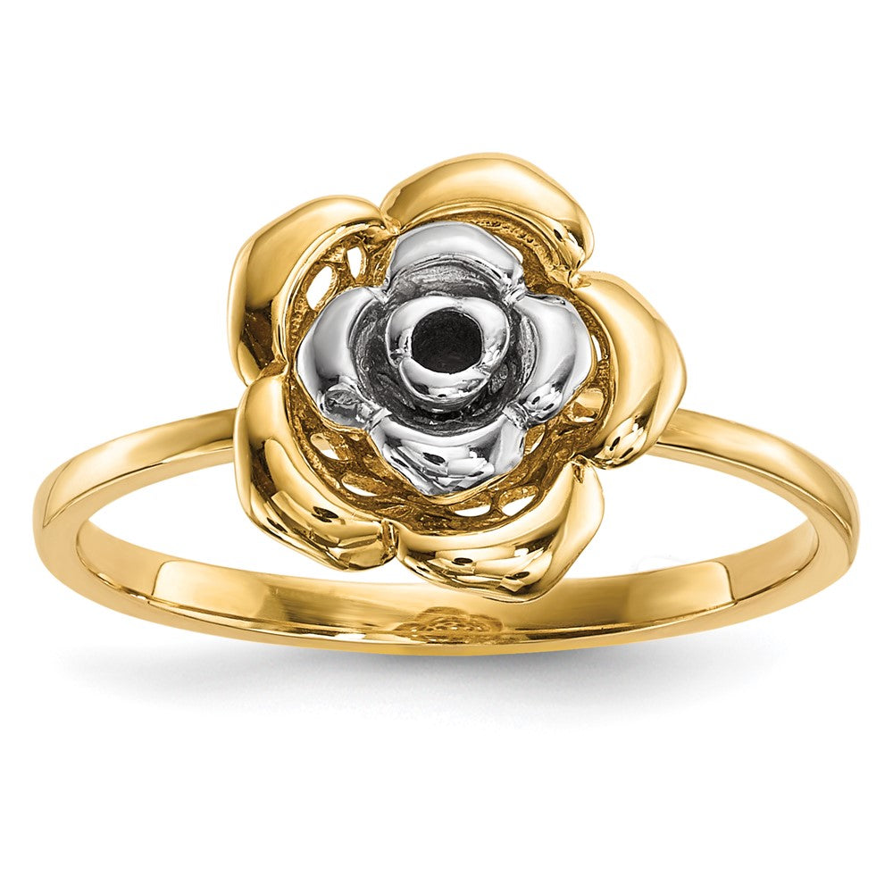 14k Two-Tone Polished Flower Ring
