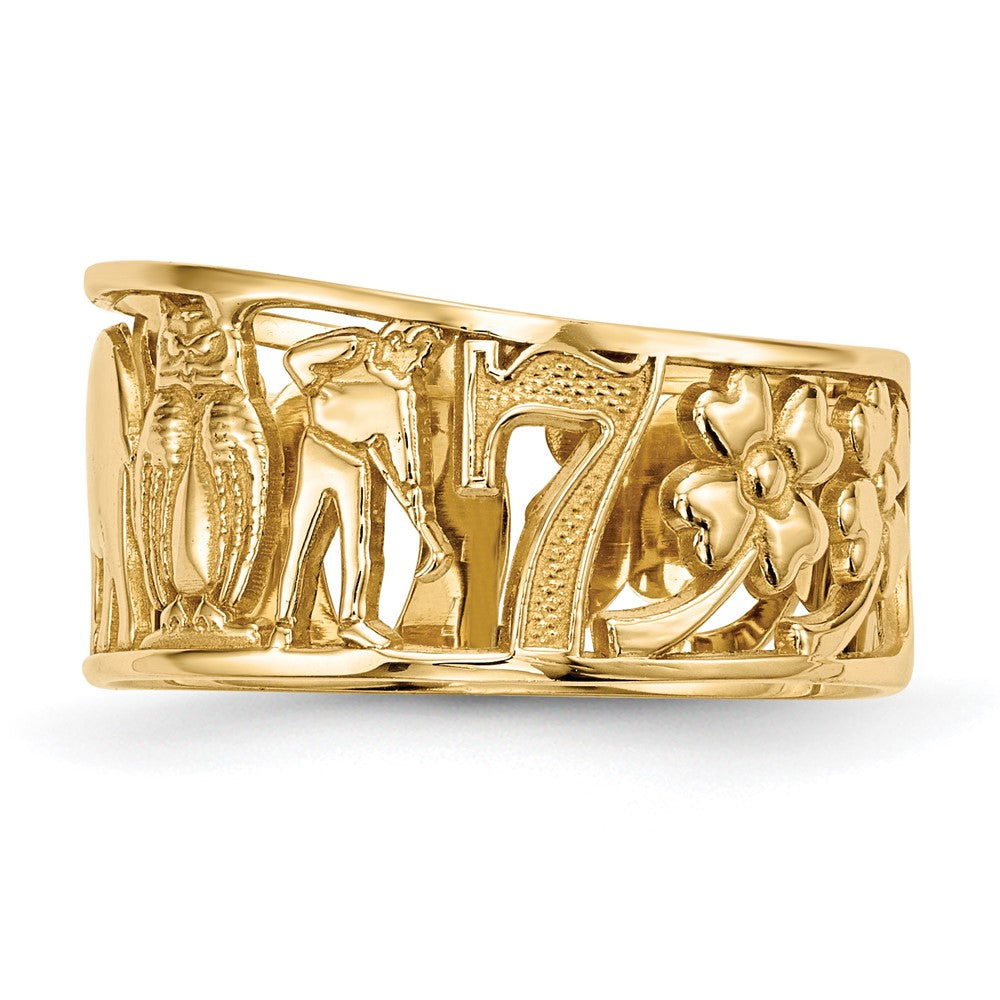 14k Lucky Symbols Cut Out Band