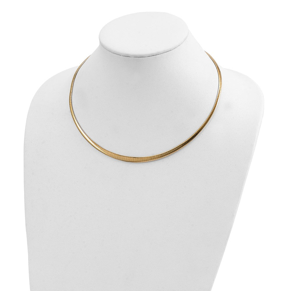 14k with White Rhodium 3.00- Graduated Reversible Omega Necklace