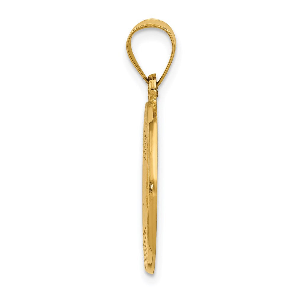 14k Guardian Angel Medal Hollow Pendant