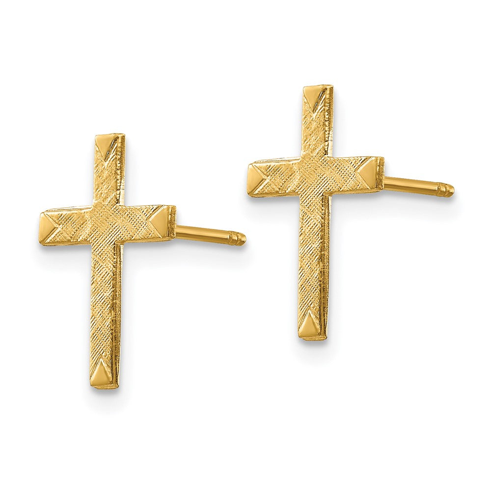 14k Brushed Finish Cross Post Earrings