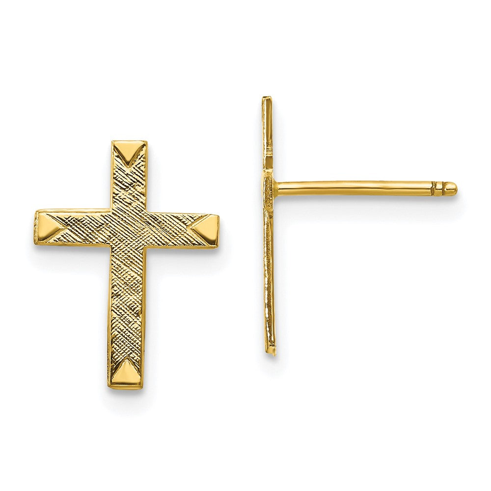 14k Brushed Finish Cross Post Earrings