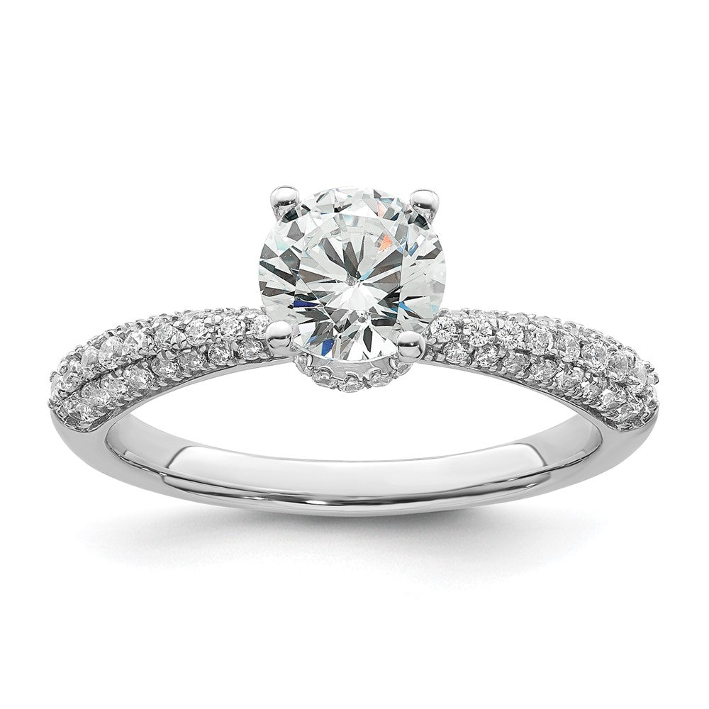 14K White Gold Diamond Semi-Mount Hidden Halo Engagement Ring