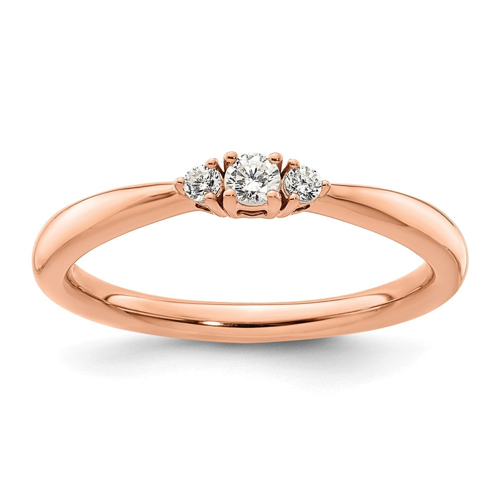 14K Rose Gold Diamond Complete 3 Stone Promise/Engagement Ring