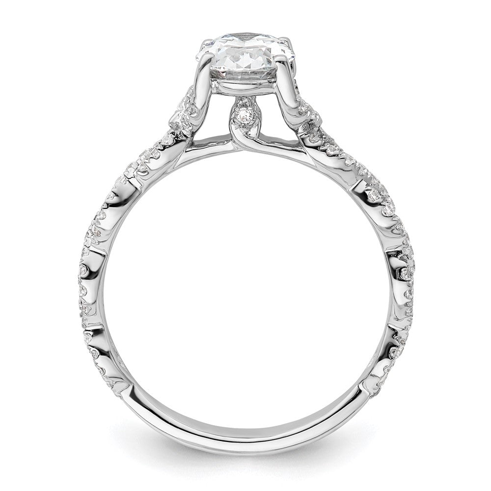 14k White Gold Diamond Oval Semi-mount Criss-Cross Engagement Ring