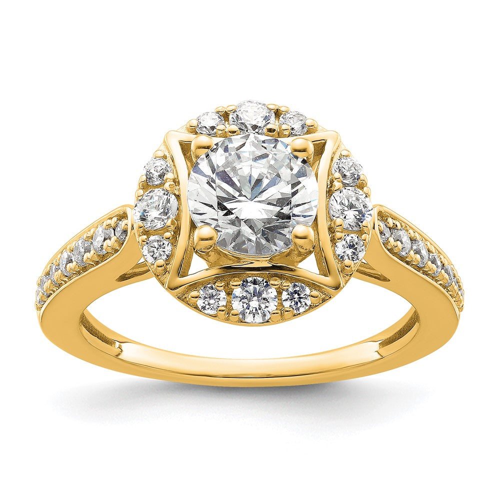 14k Vintage Round Halo Diamond Semi-Mount Engagement Ring