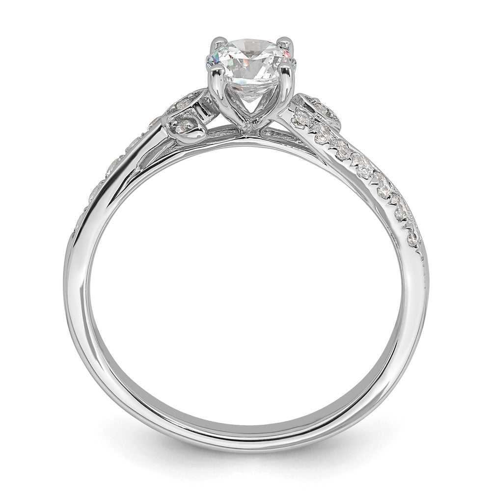 14k White Gold leaf Design Diamond Semi-Mount Engagement Ring