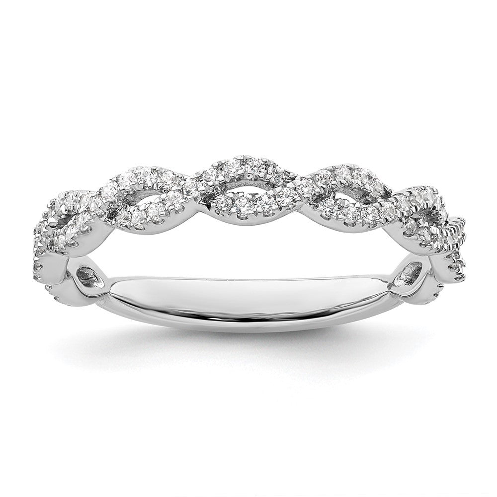 14k White Gold Twisted Diamond Wedding Band