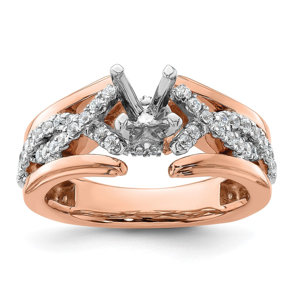 14K Two-tone Twisted Diamond Semi-Mount Peg Set Engagement Ring