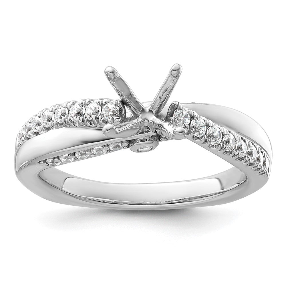 14k White Gold Diamond Semi-Mount Peg Set Twisted Engagement Ring