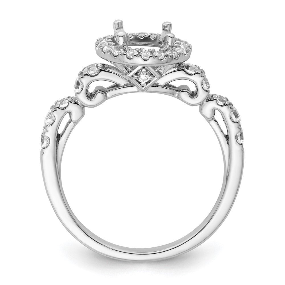 14k White Gold Diamond Semi-Mount Round Halo Engagement Ring