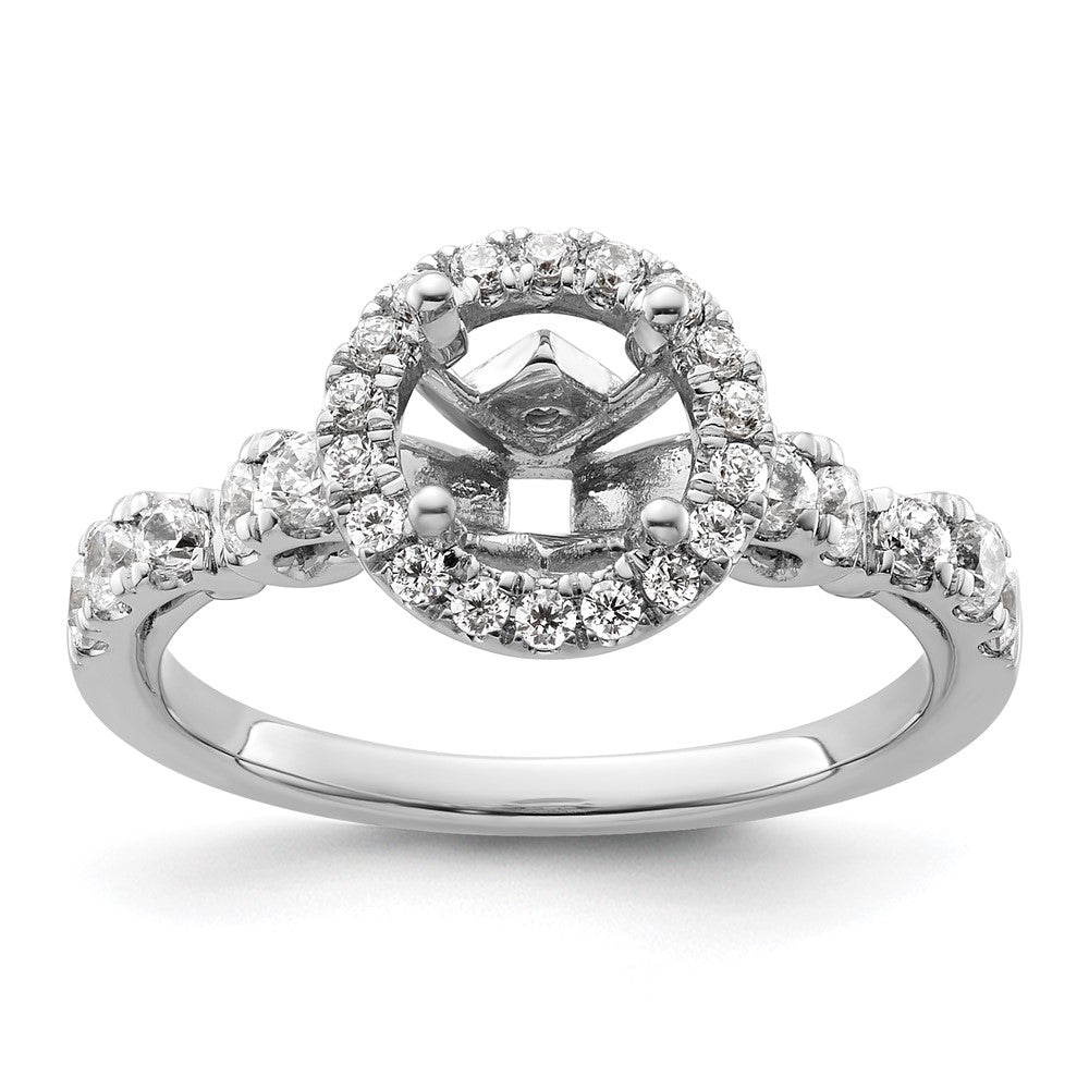 14k White Gold Diamond Semi-Mount Round Halo Engagement Ring