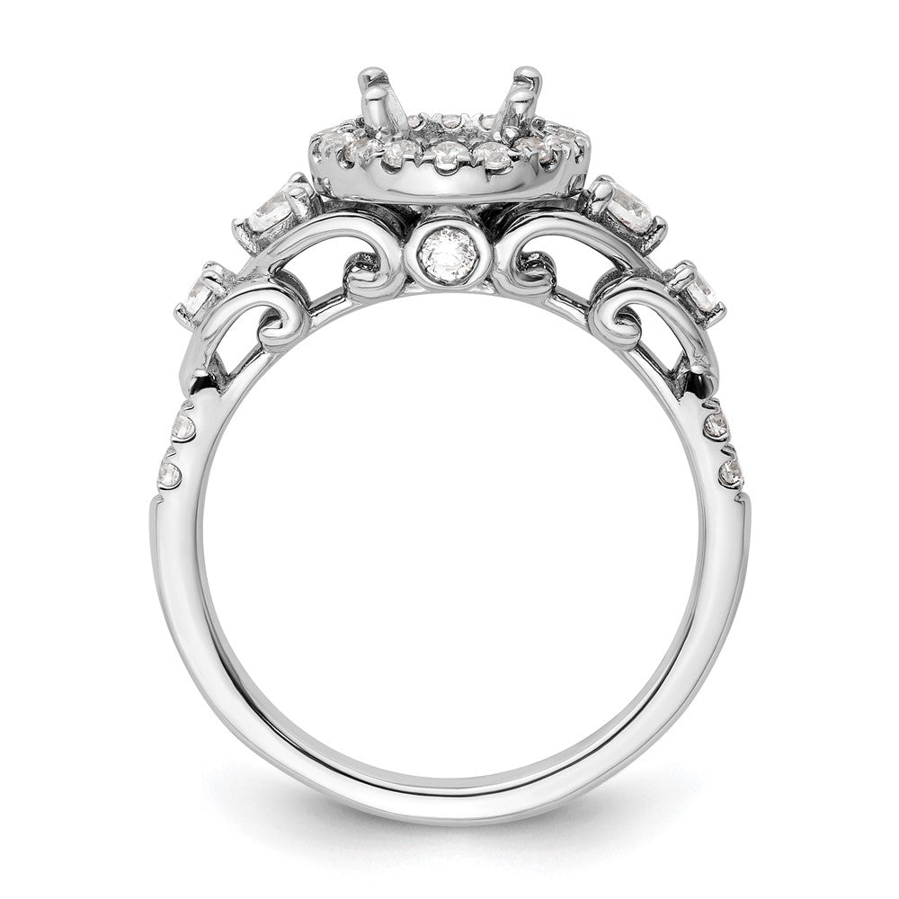 14k White Gold Diamond Semi-Mount Round Halo Engagement Ring