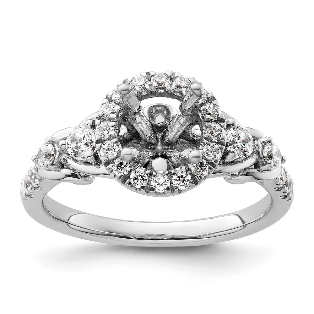 14k White Gold Diamond Semi-Mount Round Halo Engagement Ring