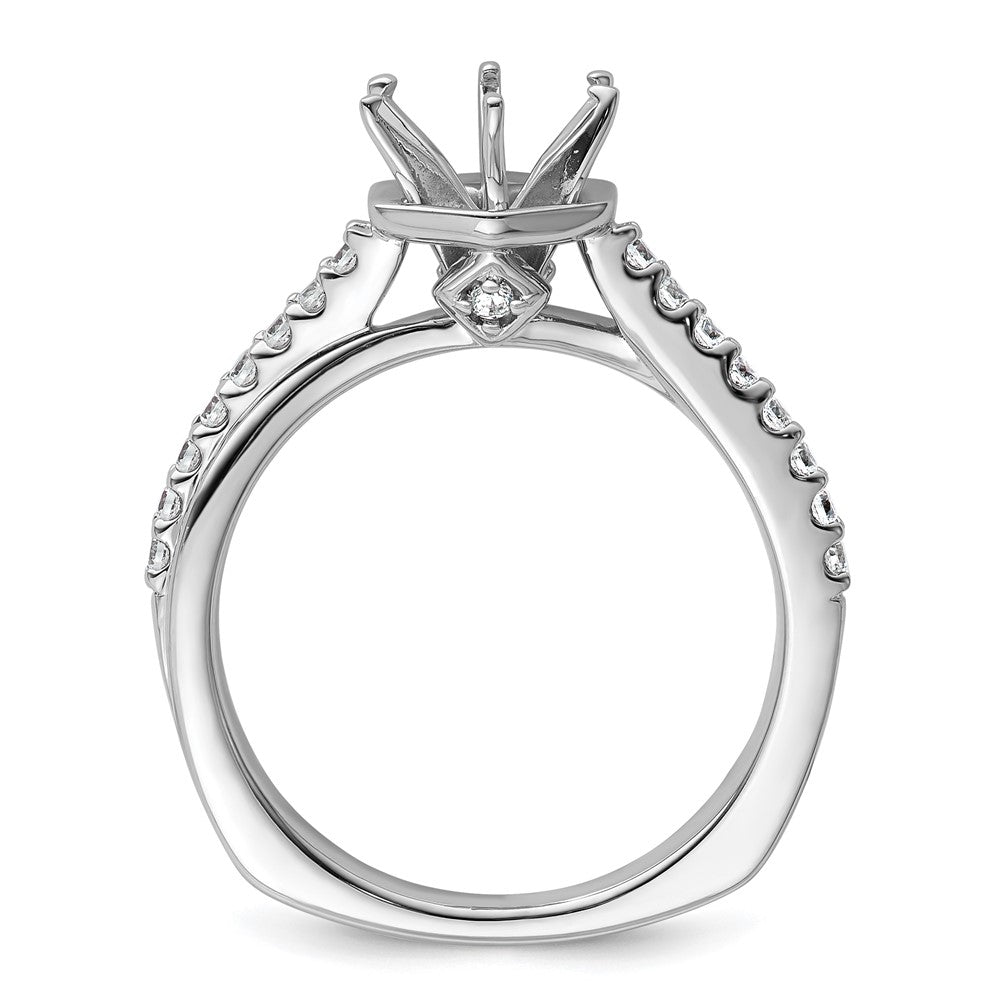 14k White Gold Hexagon Semi-Mount Diamond Peg Set Engagement Ring