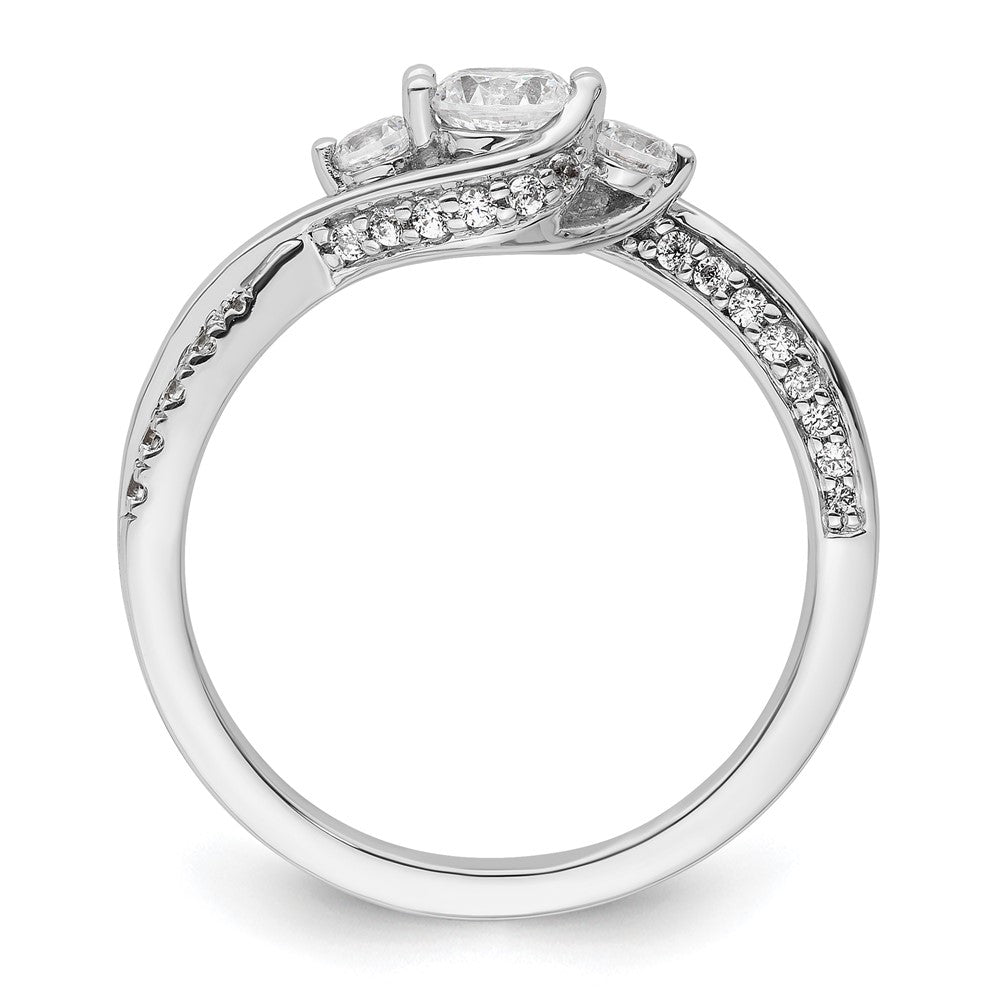 14k White Gold Three Stone Diamond Semi-Mount Including 2- Side Stones Engagement Ring