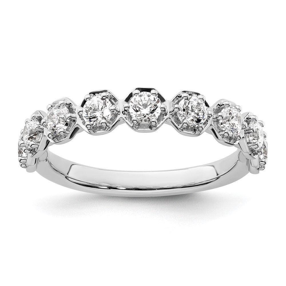 14k White Gold Hexagon Setting Diamond Wedding Band