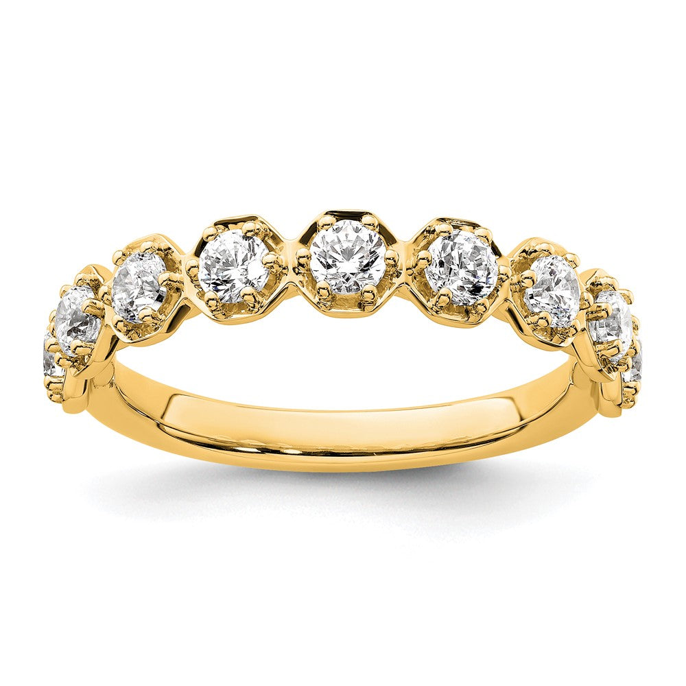 14k Hexagon Setting Diamond Wedding Band