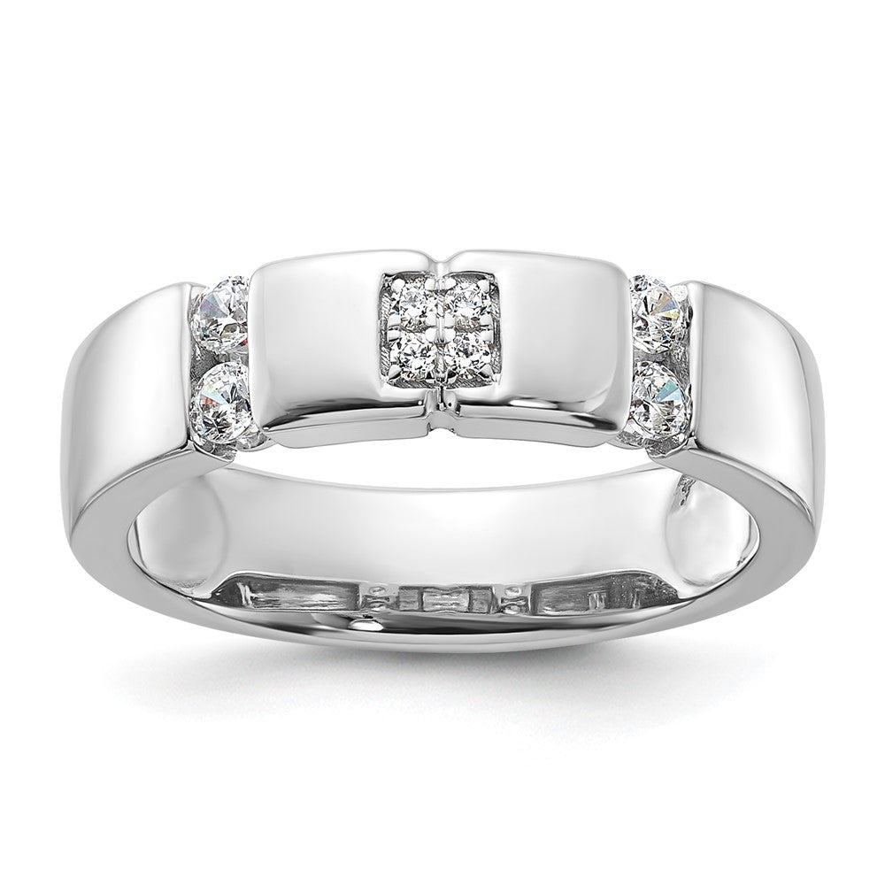 14k White Gold Square Diamond Womens Complete Wedding Band