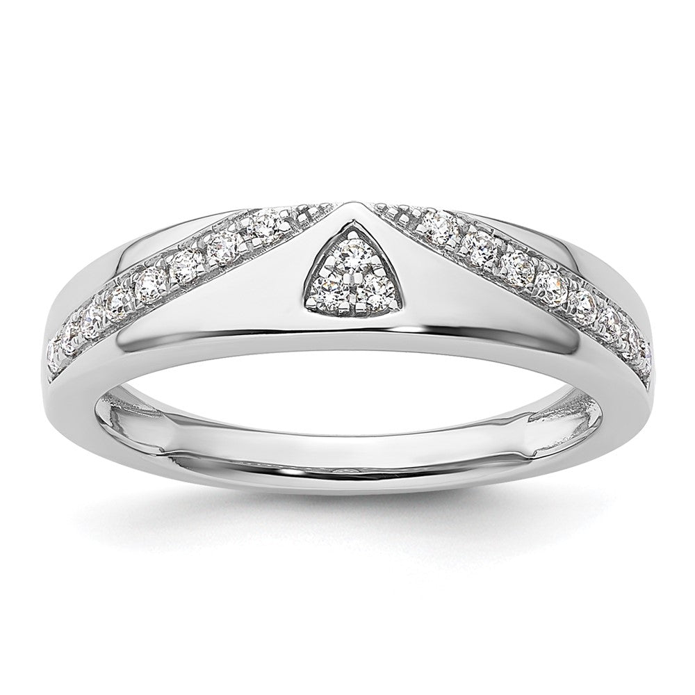 14k White Gold Triangle Diamond Womens Complete Wedding Band