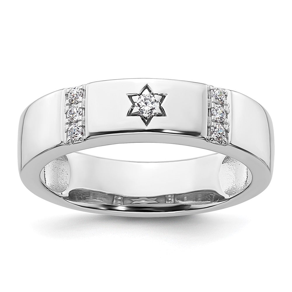 14k White Gold Star of David Diamond Womens Complete Wedding Band