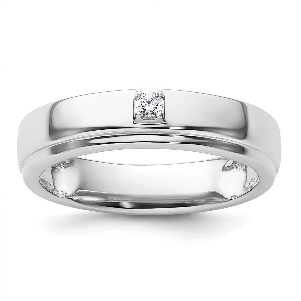 14k White Gold Diamond Mens Complete Wedding Band