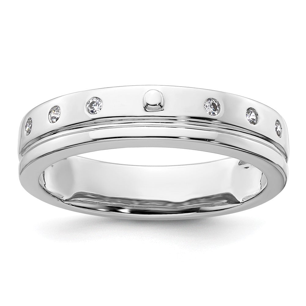 14k White Gold Diamond Mens Complete Wedding Band