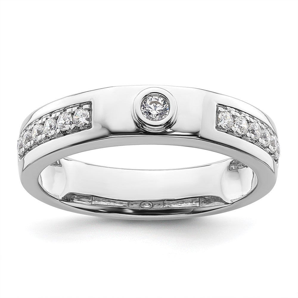 14k White Gold Diamond Mens Complete Wedding Band