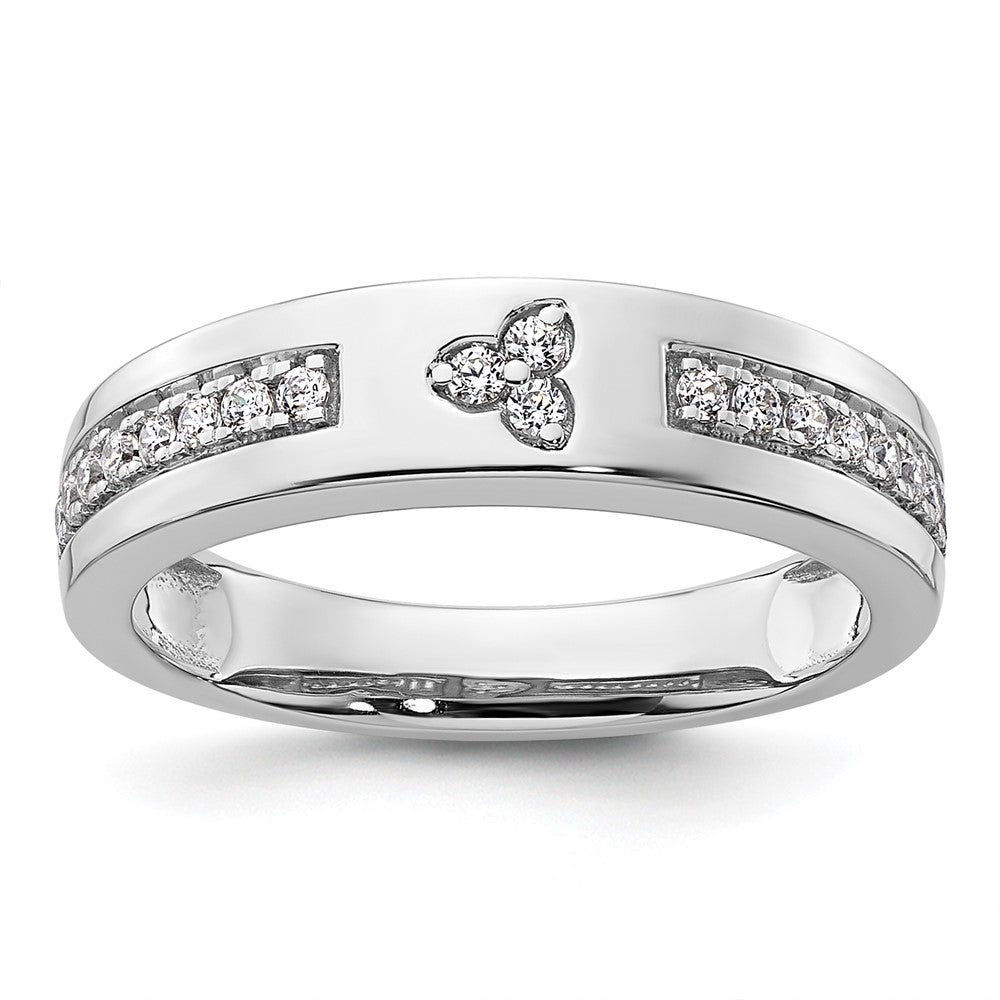 14k White Gold Diamond Womens Complete Wedding Band