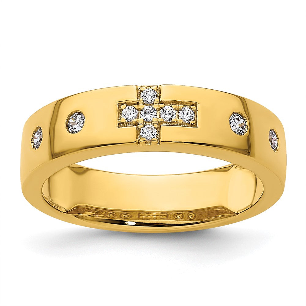 14k Cross Diamond Womens Complete Wedding Band