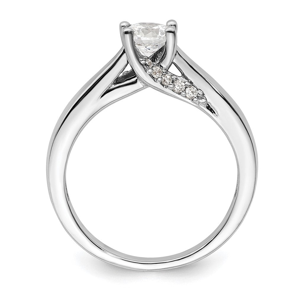 14k White Gold (Holds 1/2 carat () Round) 4-Prong with 1/15 carat Diamond Semi-Mount Engagement Ring