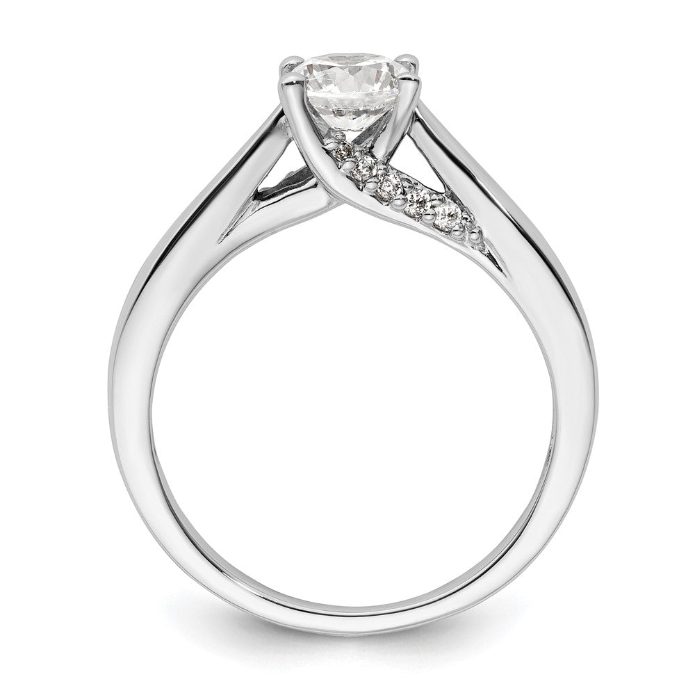 14k White Gold (Holds 3/4 carat () Round) 4-Prong with 1/15 carat Diamond Semi-Mount Engagement Ring